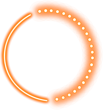 Orange neon circle frame